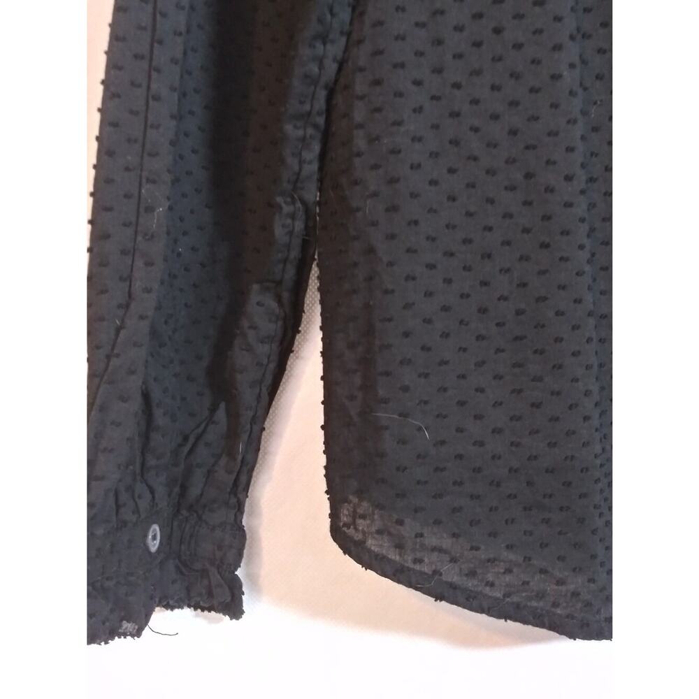 J. Crew Lush Black Long-Sleeve V-Neck Textured Blouse Neutral Size M - Picture 9 of 9